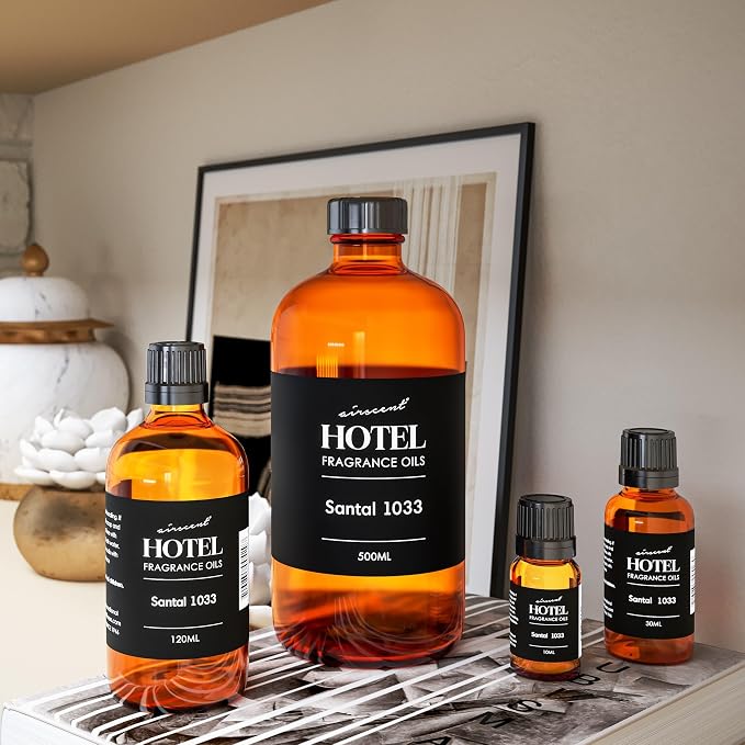 AirScent Santal Diffuser Oil No. 1033 - Santal-33 Inspired Perfume Dupe - Cardomom Sandalwood Iris - Premium Fragrance Oil for Ultrasonic and Waterless Diffusers and Crafting - 120 mL, 4 fl oz