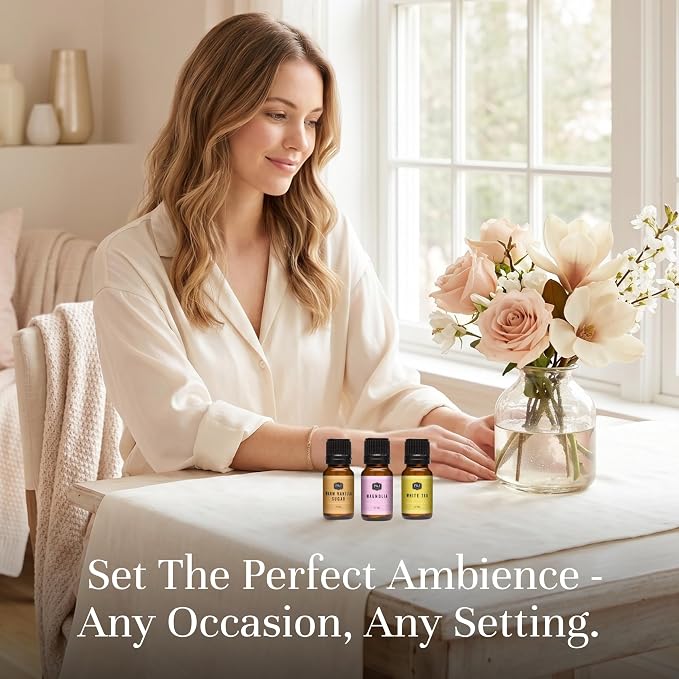 P&J Trading Her Trio Set of 3 - Warm Vanilla Sugar, White Tea & Magnolia - Premium Concentrated Trio Set for Candle, Diffusers, Soap Making, Car Freshies & DIY Crafts - USA Made, 10 ML
