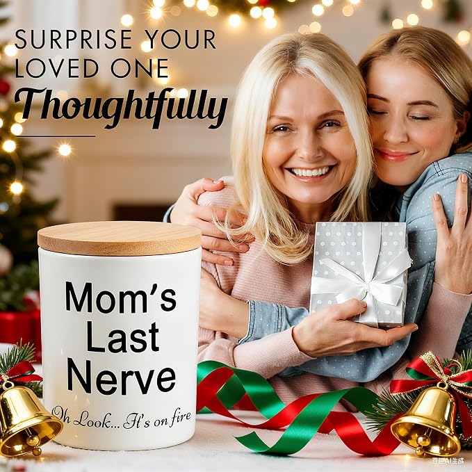 Moms Last Nerve Candle, Gifts for Mom from Daughter Son, Funny Birthday Gift for Mom, Lavender Scented Candles, Natural Soy Candles, 6 OZ
