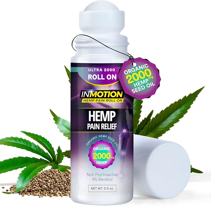 Roll On for Pain Relief – Fast Acting Dual Action Formula – Roll On Hemp Oil with Menthol & Boswellia for Muscle, Joint, Back, Knee – Odorless, Non-Greasy, Made in USA