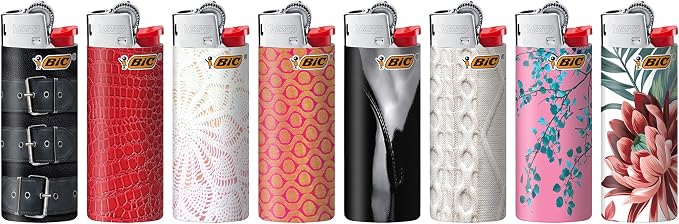 BIC Mini Lighter, Fashion Collection, Assorted Unique Designs, Pack of 8