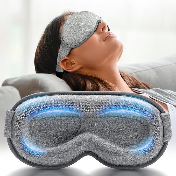 Weighted Eye Mask for Sleeping - 3D Blackout Sleep Mask for Women Men, Zero Eye Pressure, Lash-Friendly, Adjustable Strap, Airplane Travel Essentials for Long Flight & Road Trip, Meditation Mask(Gray)