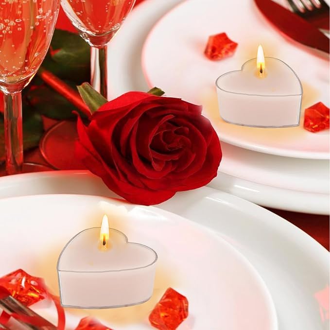 Gardenia Scented Heart Tealight Candles, Pink Scent Tea Lights Candles Clear Cup, 24 Pack Colored Tealights Candle, 4 Hour Burn Time Tea Candles for Weddings Romantic Valentine's Day Decor