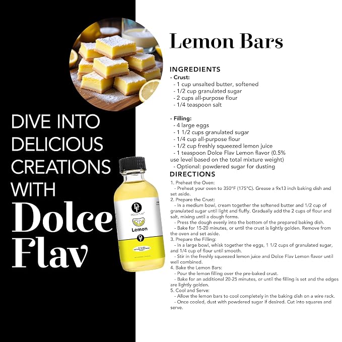 Dolce Flav Natural Lemon Extract – 1 Gallon Oil-Soluble Kosher, Sugar-Free, Concentrated Fresh Citrus Lemon Flavor for Baking, Chocolates & Desserts