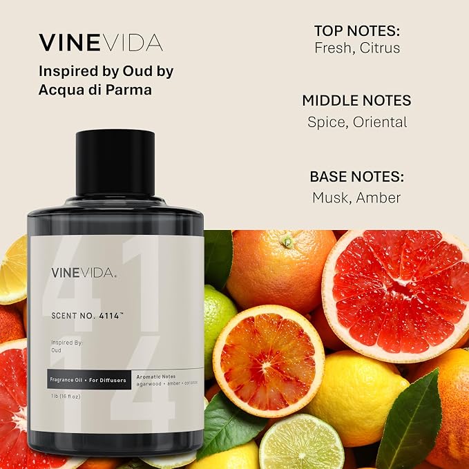 VINEVIDA [16 Oz] Inspired by: Oud; Diffuser Oil Refill | Premium Scent Diffuser Oil for Home | Non-Toxic Fragrance
