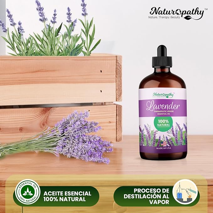 Naturopathy Lavender Essential Oil, 100% Natural Therapeutic Grade, Premium Quality Lavender Oil, 4 fl. Oz - Perfect for Aromatherapy and Relaxation