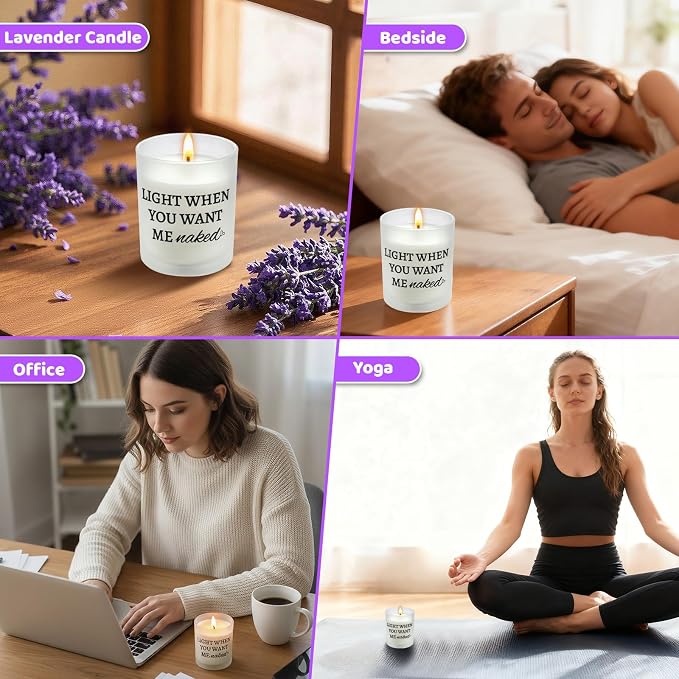 Mens Valentines Day Gifts for Him Boyfriend from Girlfriend,Funny Anniversary Couple Gifts for Men Husband from Wife,Romantic Birthday Galentines Lavender Candle Gift Decor for Home Office Spa Relax