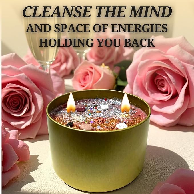 Millionaire Candle Wealth, Abundance & Prosperity Ritual Candle | Hand-Poured Soy Wax with Crystals & Herbs | 14oz