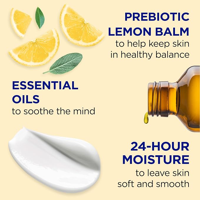 Dr Teal's Lemon Prebiotic Body Lotion with Lemon Balm & Essential Oils, 24-Hour Moisture, 18 fl oz (Pack of 3)