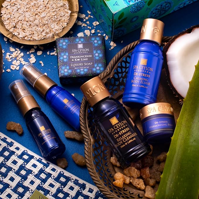 SPA CEYLON De-stress Home Spa Set, Ayurvedic Spa Gift Kit, Natural Pampering Set