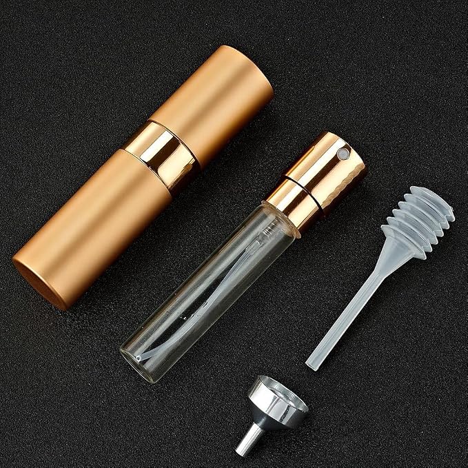 LISAPACK 8ML Atomizer Perfume Spray Bottle for Travel, Empty Refillable Cologne Dispenser, Portable Sprayer (Rose Gold)