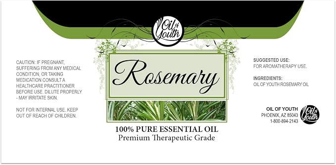 Oil of Youth Essential Oils 4oz - Rosemary Essential Oil - 4 Fluid Ounces