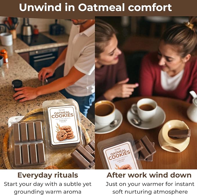 TRUMIRI Oatmeal Cookies Scented Wax Melts - Made with Non Toxic Soy Wax and Essential Oils - Long Lasting Strong Scent Pet Safe Candle Wax Cubes Tarts for Warmers - Fall Christmas
