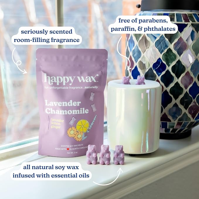 Happy Wax Spa Day Collection: Natural, Non-Toxic Scented Soy Wax Melts – Total 6oz Variety Pack: Eucalyptus Spearmint, Lavender Chamomile, Seagrass & Sage