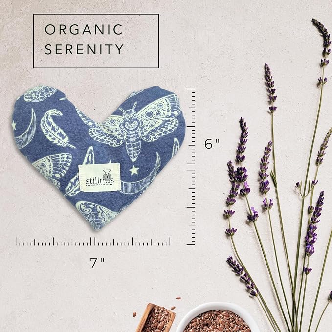 Stillnus Weighted Heart Eye Pillow with Organic Lavender & Flaxseed – Relaxation Gift for Women, Meditation Tool, Mindful Rest, Cooling Eye Mask, Wellness Self-Care Kit