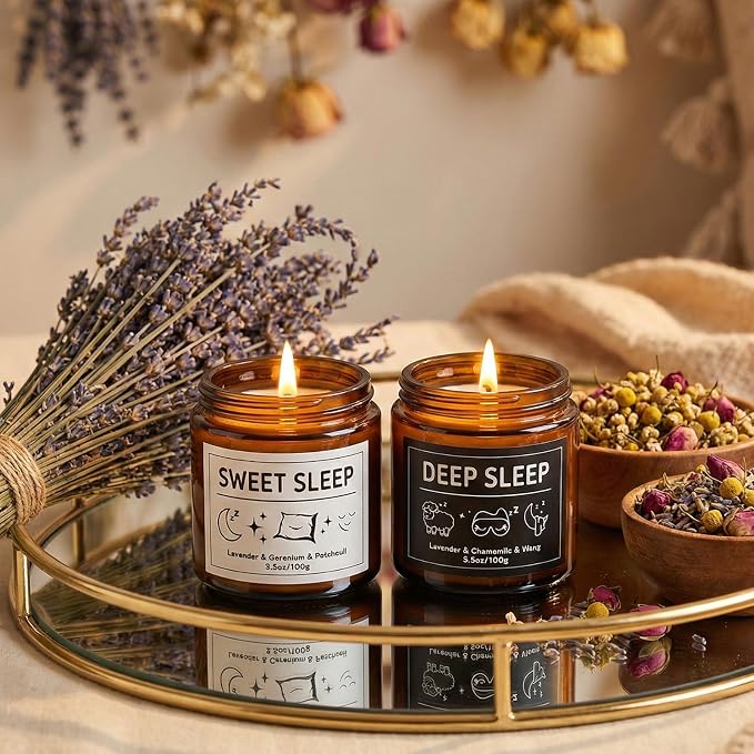 6 Pack Sleep Scented Candles Gift Set, Sleep Candle for Women Men, 3.5oz Natural Soy Candles for Home Scented, Stress Relief Candles Set, Relaxing Candles for Relaxation & Home Decor