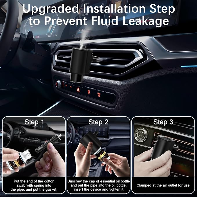 Smart Car Air Freshener, Car Air Freshener Diffuser with 3 Spray Modes, Rechargeable Aromatizante para Carro with 10pcs Essential Oil, 5 Scents, Long-Lasting, 2Pack