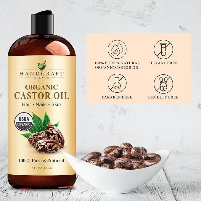 Handcraft Blends Castor Oil Pack Wrap | Organic Castor Oil 16 oz | Reusable Wraps | Durable Comfortable Pack Wraps | Adjustable Elastic Straps | Neck and Stomach