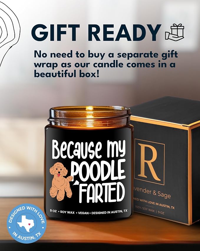Funny Poodle Candle, Poodle Gifts for Women and Men, Unique Funny Pet-Themed Gift Ideas for Her, Best Present for Pet Lovers, Perfect Present for Dog Mom and Dog Dad, Birthday, Christmas, Gift-Ready