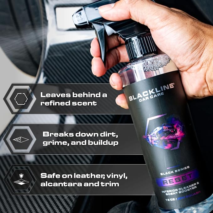 Blackline Luxury Scented Leather Interior Car Cleaner Reset Deep Cleans & Deodorizes All Surfaces, pH-Neutral High-Foam Formula, Long-Lasting Premium Fragrance and Deodorization for Car - Oasis