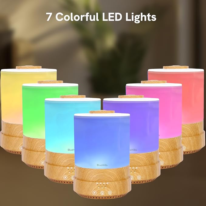 BlueHills Premium 2500 ML XL Essential Oil Diffusers for Large Room Aromatherapy Fragrance Diffuser Humidifier Combo High Mist Large air Diffuser for Essential Oils for Home Light Wood Grain F005