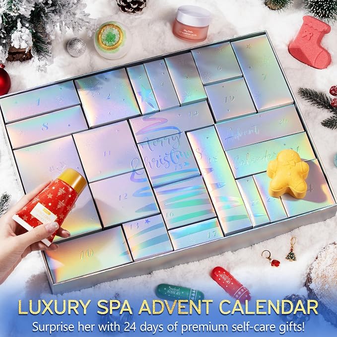 Spa Gifts for Women Bath Gift Set, 24 Pc Vanilla Coconut Luxury Bath Sets, Relaxing Spa Care Package Self Care Box Thank You Christmas Gifts for Women Mom Teen Girl Sister Friend Her Wife Girlfriend