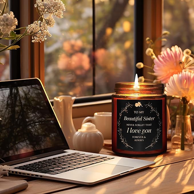 Sister Gift from Sister, Brother - I Love You Relaxing Scented Soy Candle - Soul Sister Friend Gifts for Women - Birthday Graduation Wedding Thank You Mothers Day Gift for Her Sisters in Law