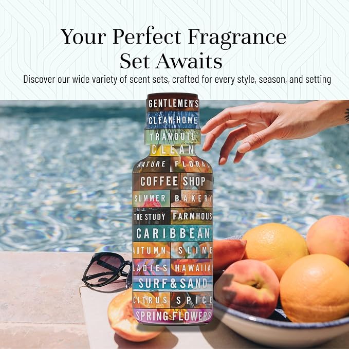 P&J Trading Summer Set of 6 Fragrance Oils - Peach, Strawberry, Plumeria, Coconut, Ocean Breeze, Pina Colada Candle Scents, Soapmaking, Diffuser Oil