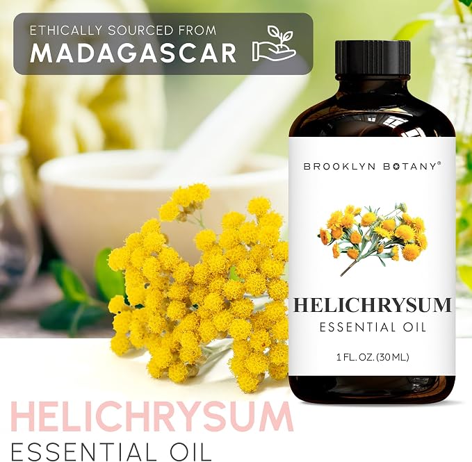 Brooklyn Botany Helichrysum Essential Oil - 100% Pure and Natural - Premium Grade Oil with Dropper - for Aromatherapy and Diffuser - 1 Fl Oz