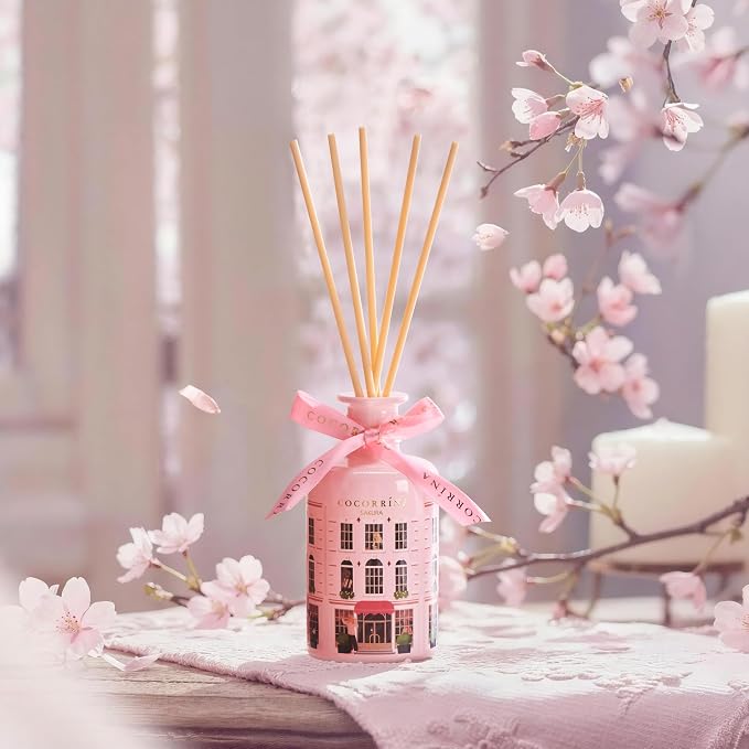 Reed Diffuser for Home - Sakura 6.76 fl oz Diffuser with Sticks, Home Fragrance for Bathroom Shelf Decor, Bedroom & Guest Room