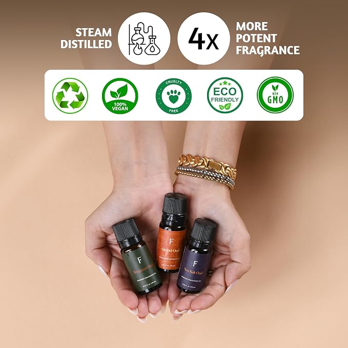 Folkulture Essential Oils Set for Diffuser | Set of 6 Luxury Floral & Oud Fragrance Oils | Orchid Oud, Rose Oud & Warm Sensual Blends | Fathers Day Gift & Home Fragrance Gift Set
