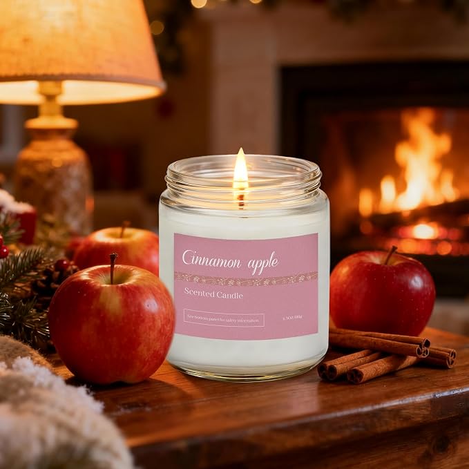 Scented Candles Gift Set,6 Pack Fall Scented Candles for Women Gifts Autumn Home Decor, Natural Non Toxic Soy Candle Set Pumpkin/Cinnamon Apple/Vanilla/Lavender/Sage/Eucalyptus
