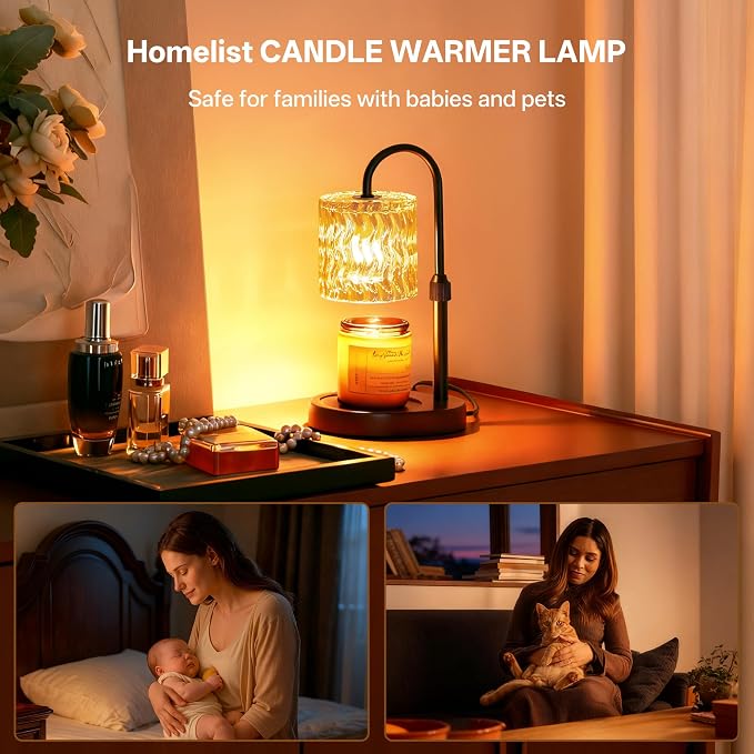 Homelist Candle Warmer Lamp, Adjustable Height for Home Decor, Vintage Candle Warmer Dimmable with Timer, GU10 Bulb, Table Lights for Bedroom, Tea Room, Rest Room