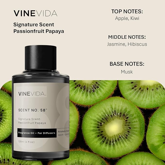 VINEVIDA [4 Fl Oz] Passionfruit Papaya Fragrance Oil for Cold Air Diffusers, Essential Oils for Diffuser Oil Refill & Air Freshener Room Spray