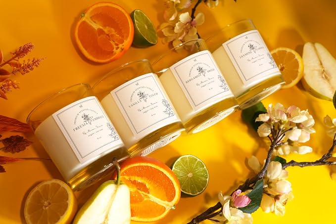 Jasmine Scented Candle | Soy Wax 8 oz Jar | Highly Scented Candles for Home | Long Lasting Aromatherapy | Decorative Gift for Women | Premium Room Decor