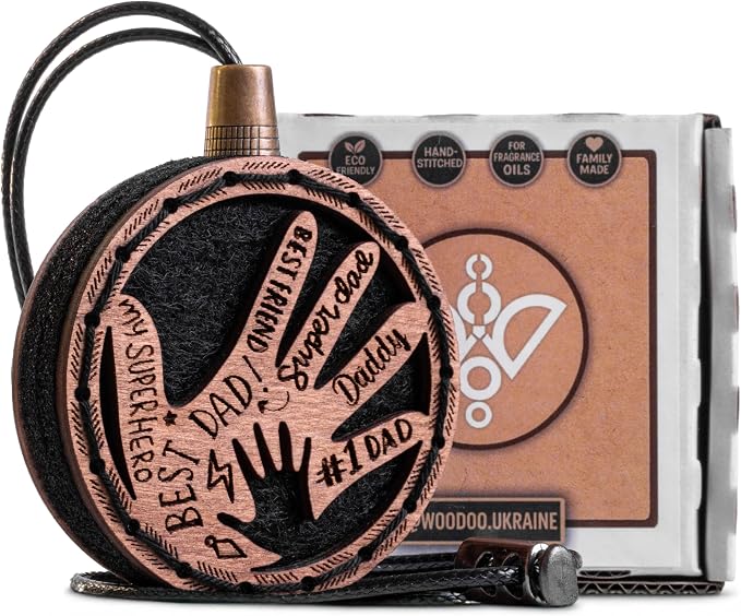 Handmade Wood Car Air Freshener — Father’s Hands Design - Unscented Hanging Diffuser — Refillable Essential Oil Diffuser for Car — Add Your Own Fragrance Oils — Car Accessory Gift