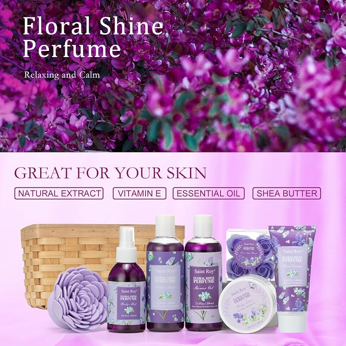 Spa Gifts for Women, Perfume Gift Set for Women Birthday Gifts for Womens Mom Grandma Teacher Nurse, Perfume Bath and Body Gift Basket, Skin Care Set, Spa Kit, Self-Care Set, Home Spa Gift