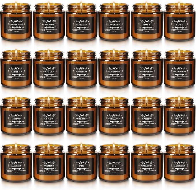 YOROXRG 24 Pcs Scented Candles with Added Natural Essential Oils, 3.05oz, Suitable for Various Festivals, Parties, Yoga, and Home Scene