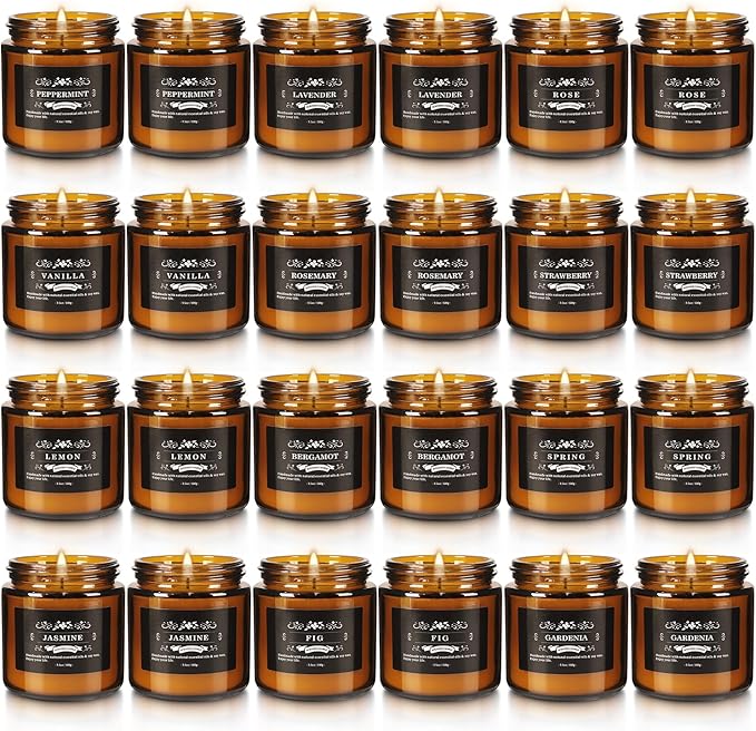 24 Packs Scented Candles for Home, 3.05oz，Soy Wax Aromatherapy Candles with 12 Fragrances, Smokeless Natural Essential Oil Candles for Relaxation, Gifts, Parties, Yoga,Home Decor