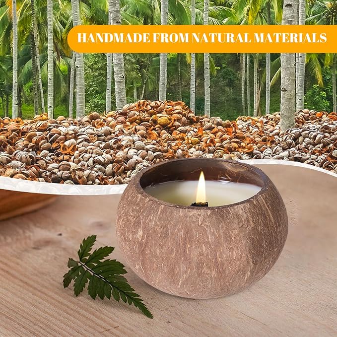 Natural Aromatherapy Scented Candle – 60-Hour Burn | 100% Soy Wax | Clean Burning Rosewood Wick | Coconut Shell Home Gift Candle (Sandalwood Rose)