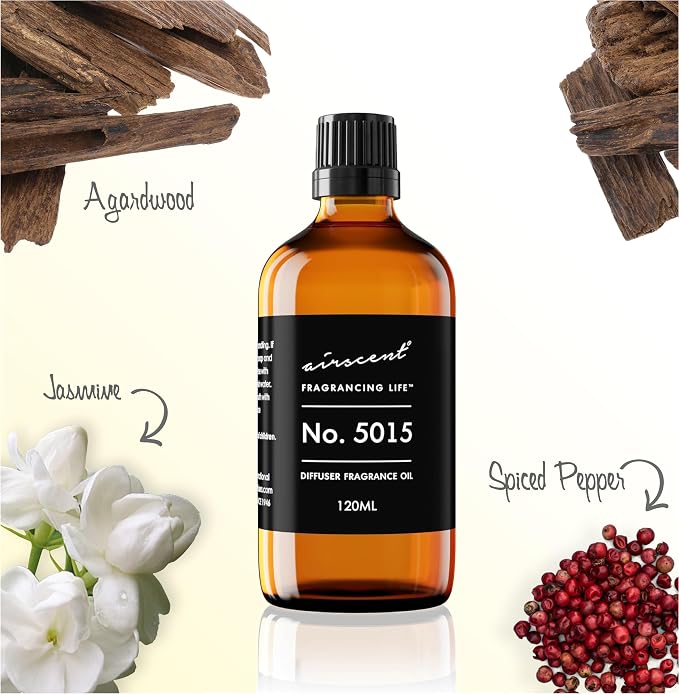 AirScent No. 5015 Dubai Perfume Dupe Diffuser Oil Inspired by Artemis Emerald - Jasmine Pepper Agarwood - Dubai Fragrance Oil for Ultrasonic and Waterless Diffusers and Crafting - 120 mL, 4 fl oz