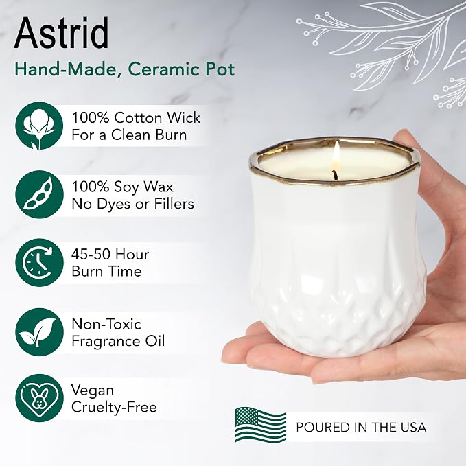 Hyggelight - The Growing Candle, Rosemary & Sage Scent, 9oz Ceramic Pot, Single Wick Aromatherapy Candles, 100% Soy for Women and Men, Astrid