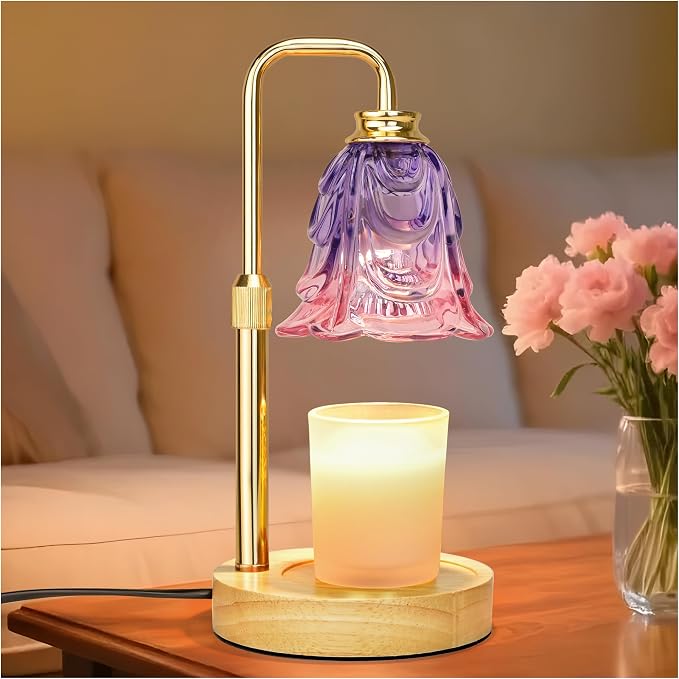 XJZJY Candle Warmer Lamp with Timer Dimmer, Adjustable Height Pink Tulip Candle Wax Warmer, Christmas Birthday Gift for Mom Women, House Warming Gifts for New Home Bedroom Decor,Gradient Pink