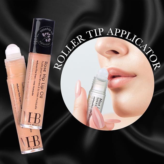 EXPRESSIONS 7pc Lip Oil Collection - Nourishing High Shine Lip Glow with Essential Oils, Hydrating Roll On Lip Oils Infused w/Essential Oils - Rollerball Lip Oils, Vitamin Enriched Lip Oil Set
