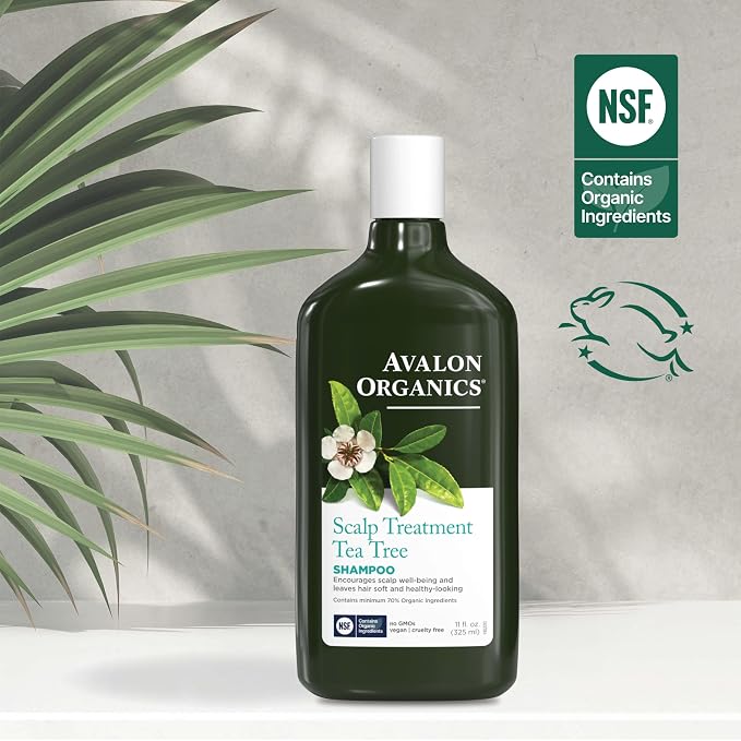 Avalon Organics Scalp Treatment Tea Tree Shampoo, Encourages Scalp Well-Being and Leaves Hair Soft, 11 Fluid Ounces