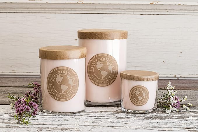 ECO CANDLE CO. Recycled Candle, Vanilla Grapefruit, 18 oz. Double Wick - Scents of Vanilla & Pink Grapefruit - 100% Soy Wax, No Lead, Kraft Paper Label & Lid, Hand Poured, Midwest Grown Soybeans