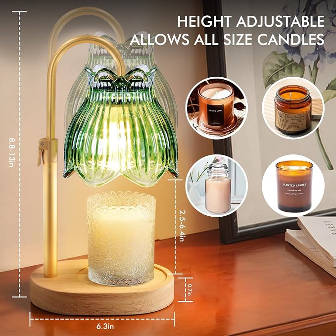Candle Warmer Lamp with Timer & Dimmer, Adjustable Height Electric Wax Melt Warmer for Scented Jar Candles, Home Fragrance Decor, Birthday Gift Women Mom