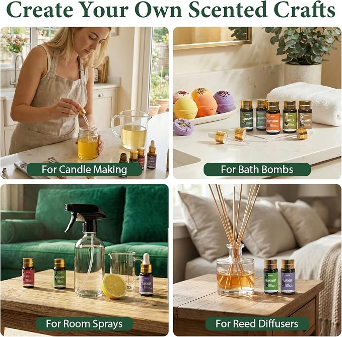 20 Pcs Essential Oil Set - Essential Oils Gift Set Perfect for Diffuser, Massage,Soap, Candle Bath Bombs Making, 20x5 ML