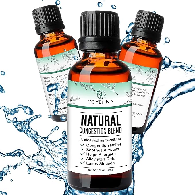 Essential Oil Breathe Blend for Diffuser, Humidifier, Aromatherapy & Rub with Peppermint & Eucalyptus Oils | for Headache, Allergy & Congestion