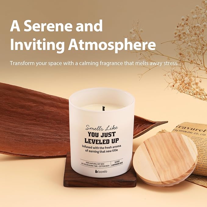 Smells Like You Just Leveled Up Congratulations Gifts On New Job Promotion Gifts for Coworkers Friends Scented Candle Home Office Jar Candle Sage Floral Lavender Scent Soy Wax 9.5 oz